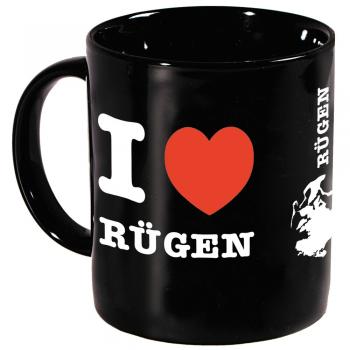Keramiktasse mit Print I love Rügen 57523 schwarz
