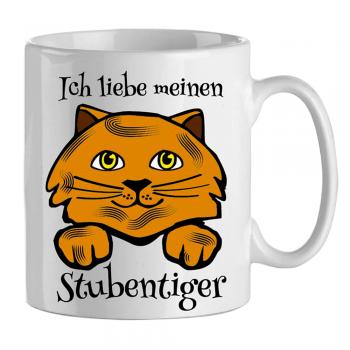 Tasse mit Print Ich liebe meinen Stubentieger 57538 weiss