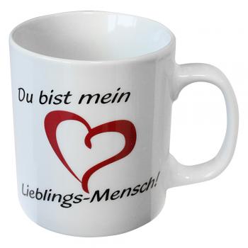 Tasse mit Print Du bist mein Lieblings Mensch 57607 weiss