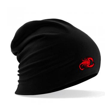 Longbeanie Slouch-Beanie Sommerbeanie mit Textildruck - ROTER HUMMER - SB55068