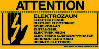 Warnschild - ELEKTROZAUN 9 Sprachen - 308548 - Gr. 20 x 10 cm