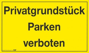 Parkschild - Privatgrundstück Parken verboten - Gr. ca. 25 x 15 cm - 308423