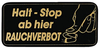 Verbotsschild - Halt-Stop ab hier Rauchverbot - schwarz - Gr. ca. 150 x 75 mm - 308097