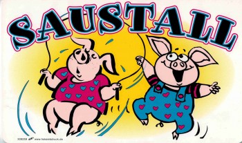 Spaß-Schild - SAUSTALL - 309259 - 25cm x 15cm - Tiere Schwein
