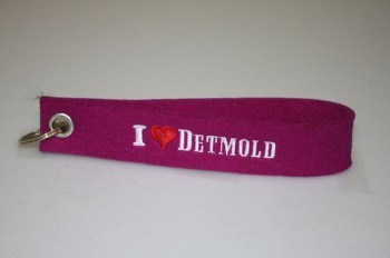 Filz-Schlüsselanhänger mit Stick I love Detmold Gr. ca. 17x3cm 14309 pink