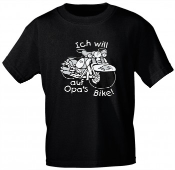 Kinder T-Shirt - Ich will auf Opas Bike - 06904 - schwarz - Gr. 86-164
