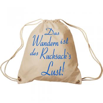 Trend-Bag mit Aufdruck - Das Wandern ist des Rucksack´s Lust - 65008 - Turnbeutel Sporttasche Rucksack