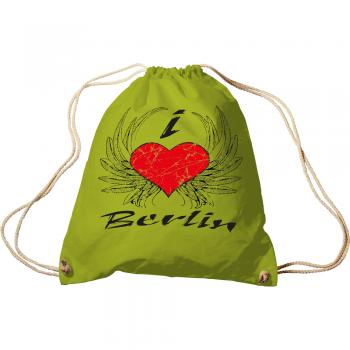 Sporttasche mit Aufdruck -  I Love Berlin - 65164 - Turnbeutel Sportbeutel Rucksack grün