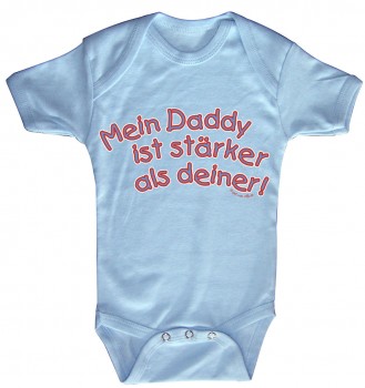 Babystrampler mit Print – Mein Daddy ist stärker als deiner – 08323 blau - 0-24 Monate
