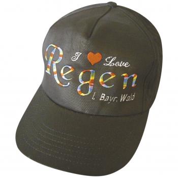 Baseballcap mit Einstickung - I LOVE REGEN i. Bayr. Wald - 68069 schwarz