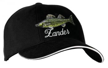 Baseballcap mit Einstickung - Fisch Zander - 68230 schwarz