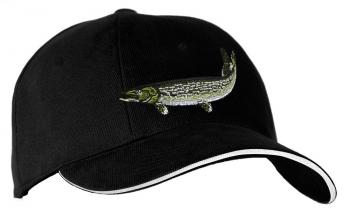 Baseballcap mit Einstickung - Fisch Hecht - 68233 schwarz