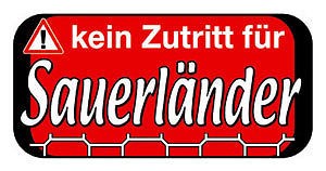 Türschild - Kein Zutritt für Sauerländer - 308147 - 14,6cm x 7,5cm