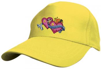 Kinder Baseballcap mit Stickmotiv - True Love Wahre Liebe Herzchen - versch. Farben 69131 gelb