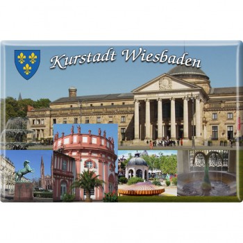 Magnet - Kurstadt Wiesbaden - Gr. ca. 8 x 5,5 cm - 38777 - Kühlschrankmagnet Küchenmagnet