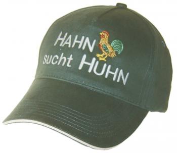 Baseballcap mit Einstickung - Hahn sucht Huhn - 69707 grün