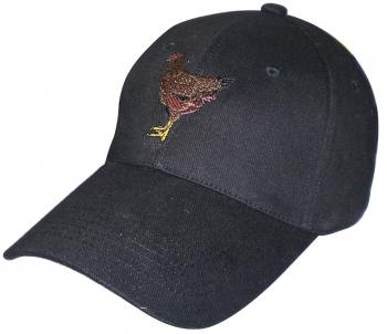 Baseballcap mit Einstickung - Huhn - 69729 schwarz - Cap Kappe Baumwollcap