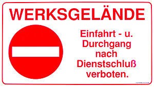 Verbotsschild - WERKSGELÄNDE - Gr. ca. 70 x 40 cm - 308857