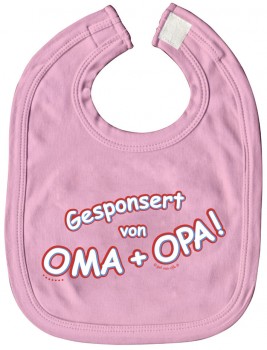 Baby-Lätzchen Schlabberlatz mit Druck - gesponsert von Oma + Opa - 07027 rosa