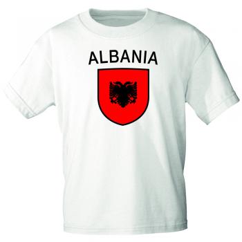 T-Shirt mit Print Fahne Flagge Wappen Albanien 76308 weiß Gr. 3XL