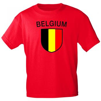 Kinder T-Shirt mit Print Fahne Wappen Belgien 73323 rot Gr. 134/146