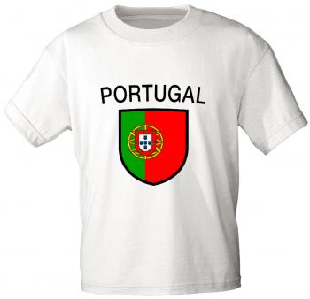 T-Shirt mit Print - Wappen Fahne Flagge Portugal - 76433 weiß Gr. M