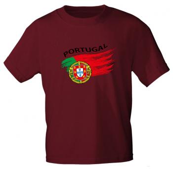 T-Shirt mit Print - wehende Fahne Portugal - 76440 Bordeaux Gr. S-2XL