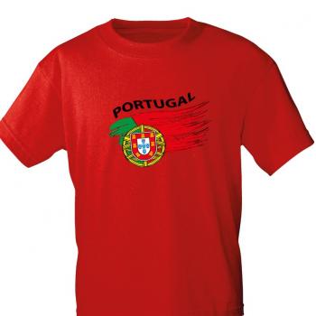 T-Shirt mit Print - wehende Fahne Portugal - 76441 rot Gr. S-2XL