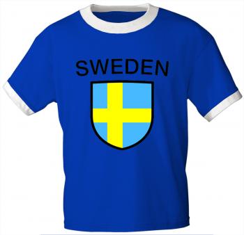 T-Shirt mit Print - Fahne Flagge Wappen Sweden Sweden - 76462 royalblau Gr. S