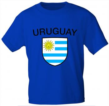 T-Shirt mit Print - Fahne Flagge Wappen Uruguay - 76479 royalblau Gr. L