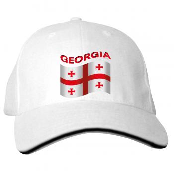 Baseballcap mit Textildruck - wehende Fahne GEORGIA - 77681 weiß