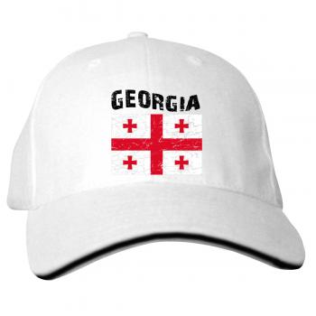 Baseballcap mit Textildruck - wehende Fahne GEORGIA - 77682 weiß