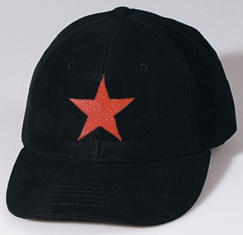 Baseballcap mit Einstickung - roter Stern - 69599 schwarz