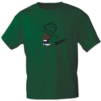 T-Shirt mit Print - Pinkelmännchen gegen Drohnen - 85174 dunkelgrün Gr. S-2XL
