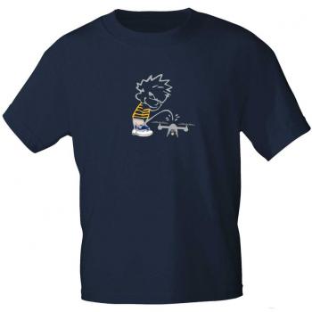 T-Shirt mit Print - Pinkelmännchen gegen Drohnen - 85180 Dunkelblau Gr. S-2XL