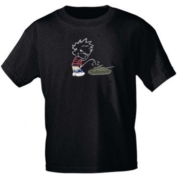 T-Shirt mit Print - Pinkelmännchen gegen Panzer - 85183 Schwarz Gr. S-2XL
