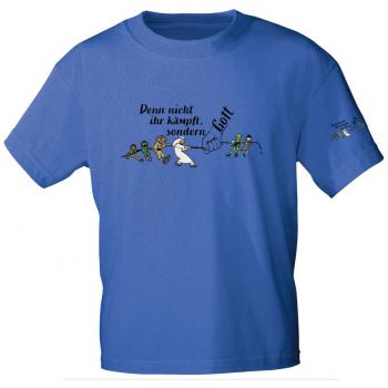 T-Shirt mit Print - Denn nicht ihr kämpft sondern Gott - 85194 Royalblau Gr. S-2XL