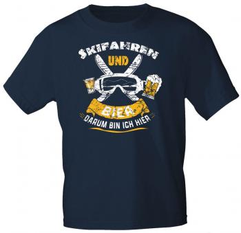 T-Shirt mit Print - Skifahren und Bier Darum bin ich Hier - 85213 Royalblau Gr. S-2XL