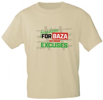 T-Shirt mit Print Textildruck - Freedom For 8AZA No More Excuses - 85224 Beige Gr. S-2XL