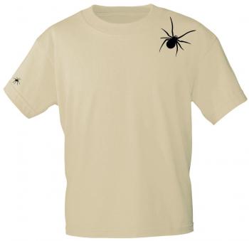 T-Shirt mit Print Textildruck - SPINNE SPIDER - 85231 Beige Gr. S-2XL