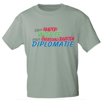 T-Shirt mit Print - Statt Panzer WORTE Statt Überschallraketen DIPLOMATIE - 85242 Graugrün Gr. S-2XL