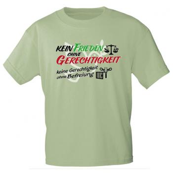 T-Shirt mit Print - Kein Frieden ohne Gerechtigkeit – keine Gerechtigkeit ohne Befreiung - 85243 Rauchgrün Gr. S-2XL