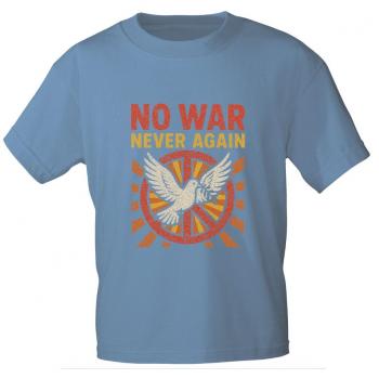 T-Shirt mit Print - NO WAR NEVER AGAIN Friedenstaube - 85248 Rauchblau Denim Gr. S-2XL