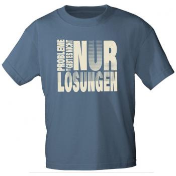 T-Shirt mit Print - PROBLEME GIBT ES NICHT NUR LÖSUNGEN - 85250 Blaugrau Denim Gr. S-2XL