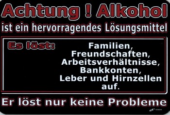 PST-SCHILD - Achtung! Alkohol..Er löst nur keine Probleme - Gr. ca. 30 x 20 cm (309244)
