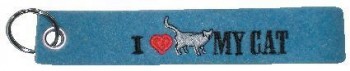 Filz-Schlüsselanhänger mit Stick I love my Cat Gr. ca. 17x3cm 14095 blau