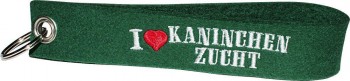 Filz-Schlüsselanhänger mit Stick I love Kaninchenzucht Gr. ca. 17x3cm 14369 grün
