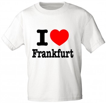 Kinder T-Shirt - I love FRANKFURT - 06939 - weiß - Gr. 86-164