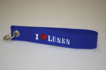 Filz-Schlüsselanhänger mit Stick I love Lünen Gr. ca. 17x3cm 14321 blau