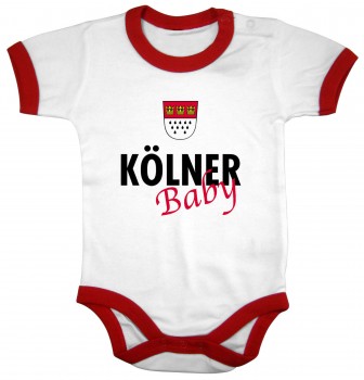 Babystrampler mit Print - Kölner Baby - 08324 weiß-rot - 12-18 Monate